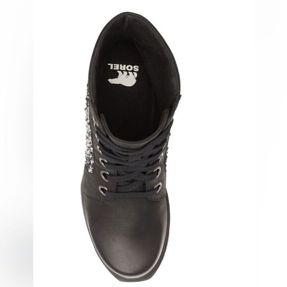 SOREL Joan of Arctic Waterproof Wedge III Lexie Lace-Up Bootie, Black, 9.5, NWT - Picture 6 of 16
